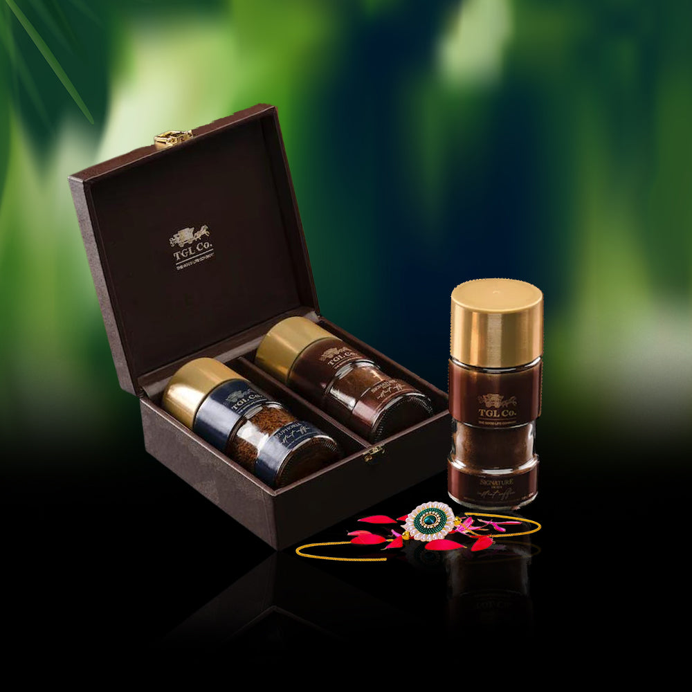 Timeless Passion - Coffee Gift Set with 1 Premium Rakhi