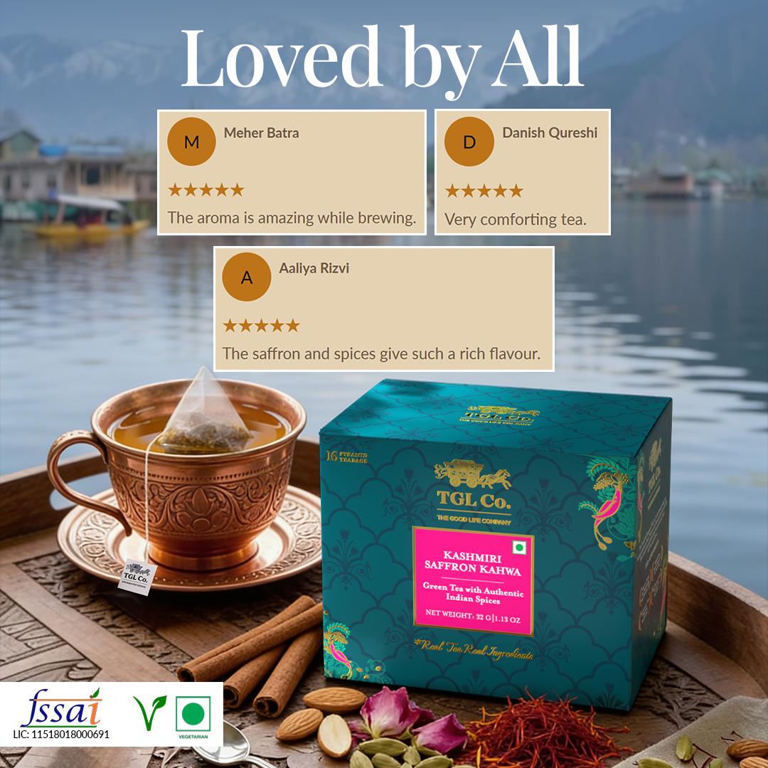 Kashmiri Saffron Kahwa Herbal Tea Infusion - Pyramid Bags / Loose