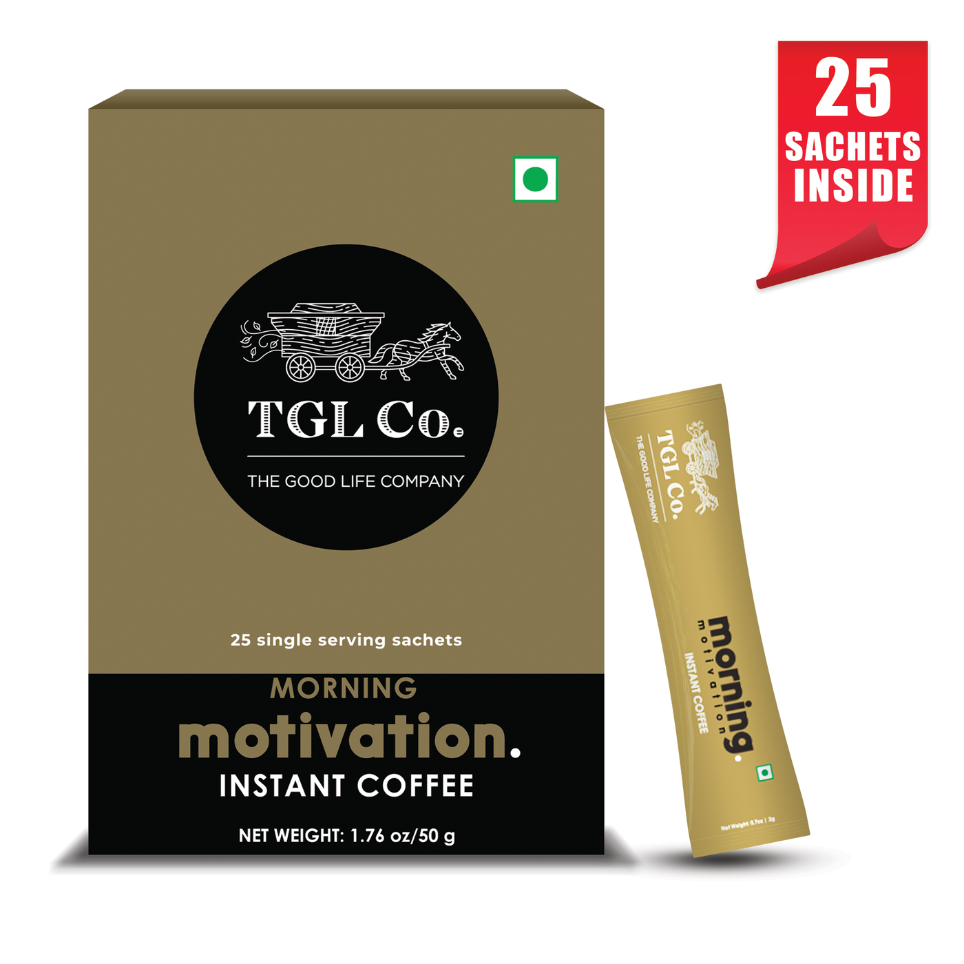 Morning Motivation 100% Arabica Instant Coffee 25 Sachets (Travel Pack)