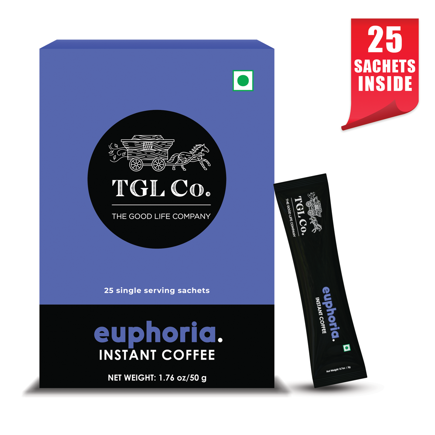 Euphoria Arabica & Robusta Blend Instant Coffee 25 Sachets (Travel Pack)