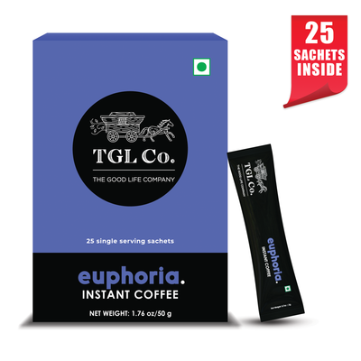 Euphoria Arabica & Robusta Blend Instant Coffee 25 Sachets (Travel Pack)
