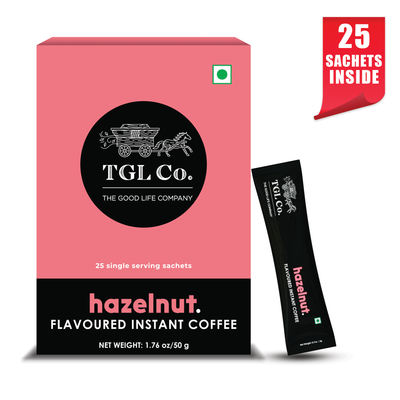 Hazelnut Arabica & Robusta Blend Instant Coffee 25 Sachets (Travel Pack)