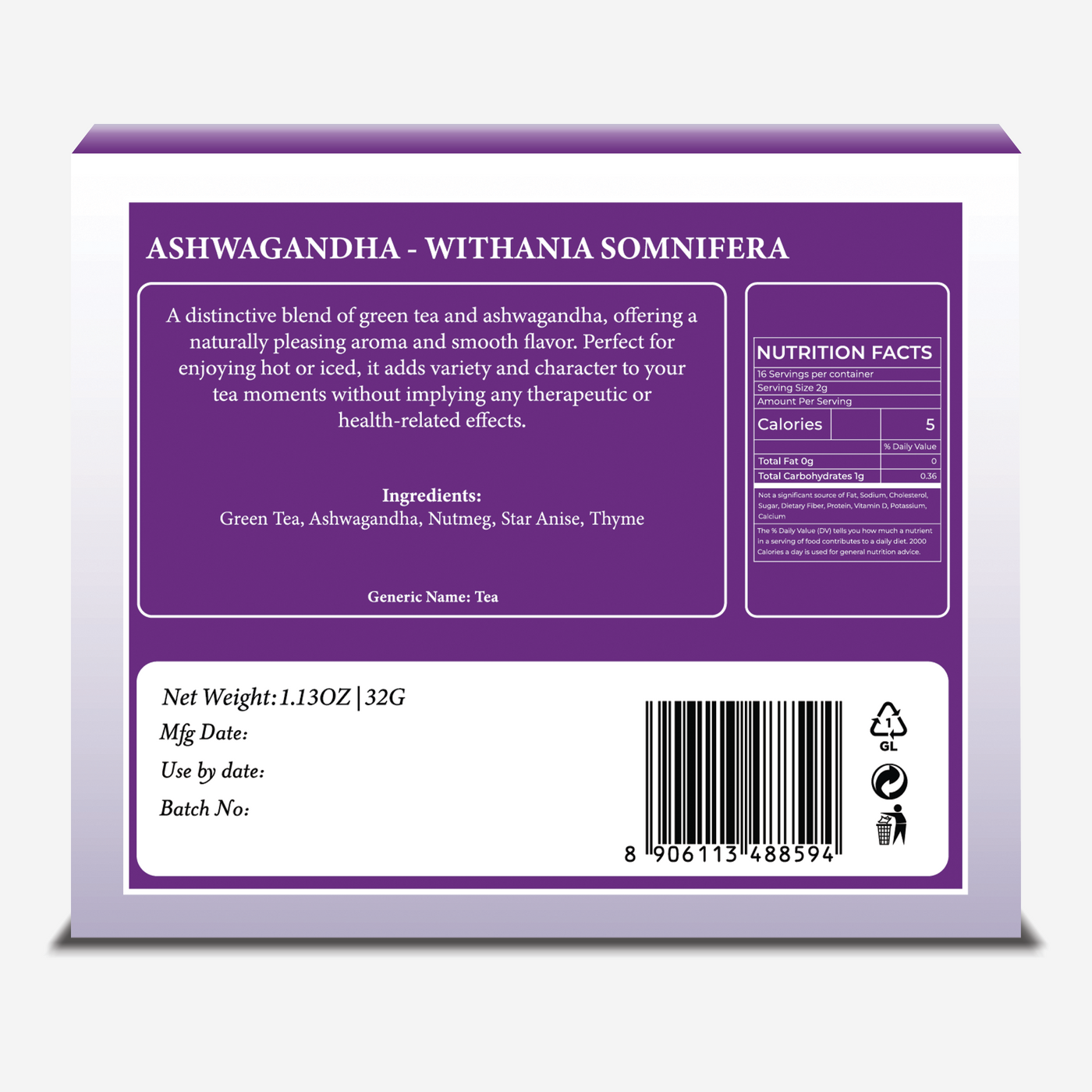 Ashwagandha Green Tea Bags