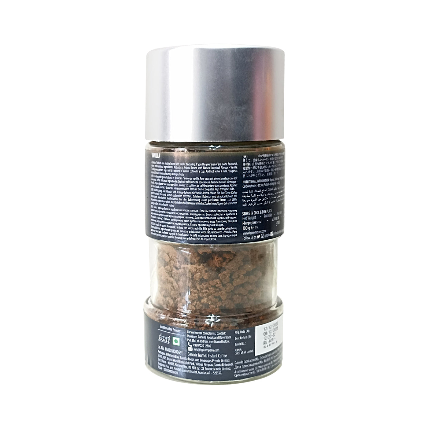 TGL Co. Vanilla Flavoured Instant Coffee + Hazelnut Flavored Instant Coffee (100 Grams Each)