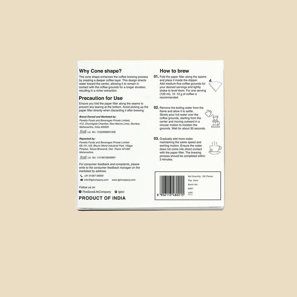 V60 Brown Filter Papers 100 Pack