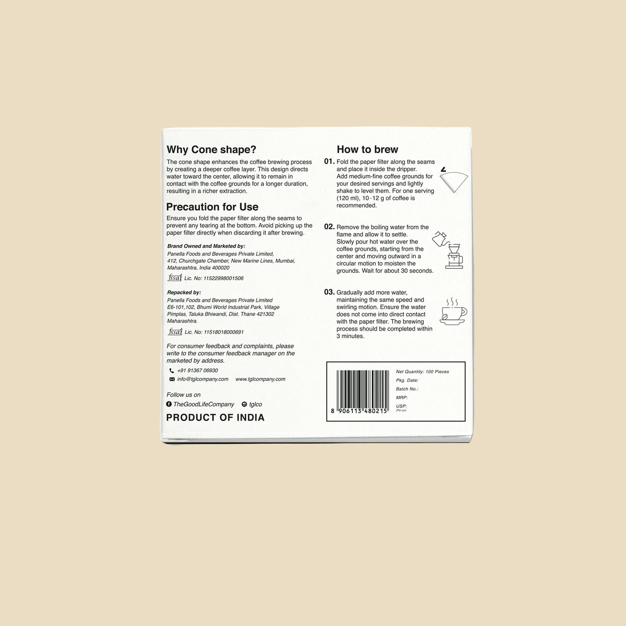 V60 Brown Filter Papers 100 Pack