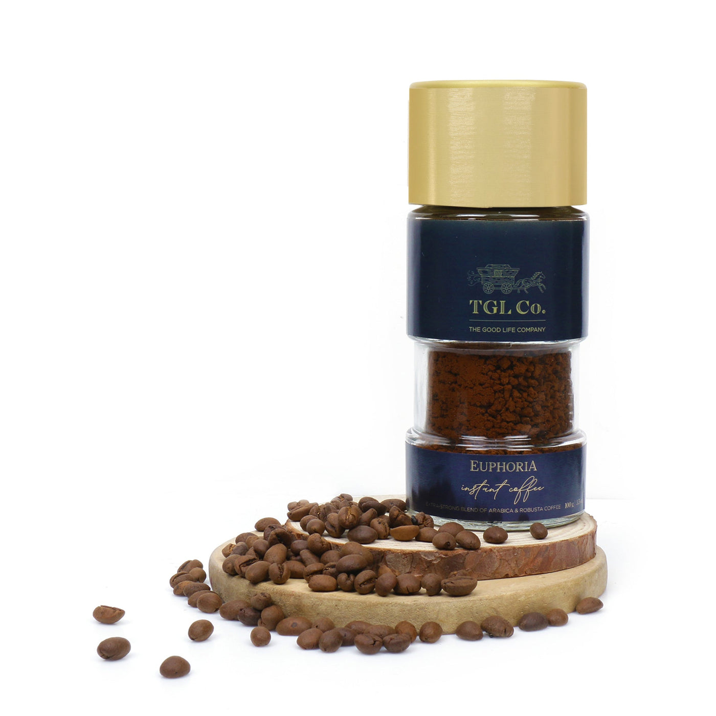 TGL Co. Euphoria Original Premium Instant Coffee + Hazelnut Flavoured Instant Coffee - (100 gm each)