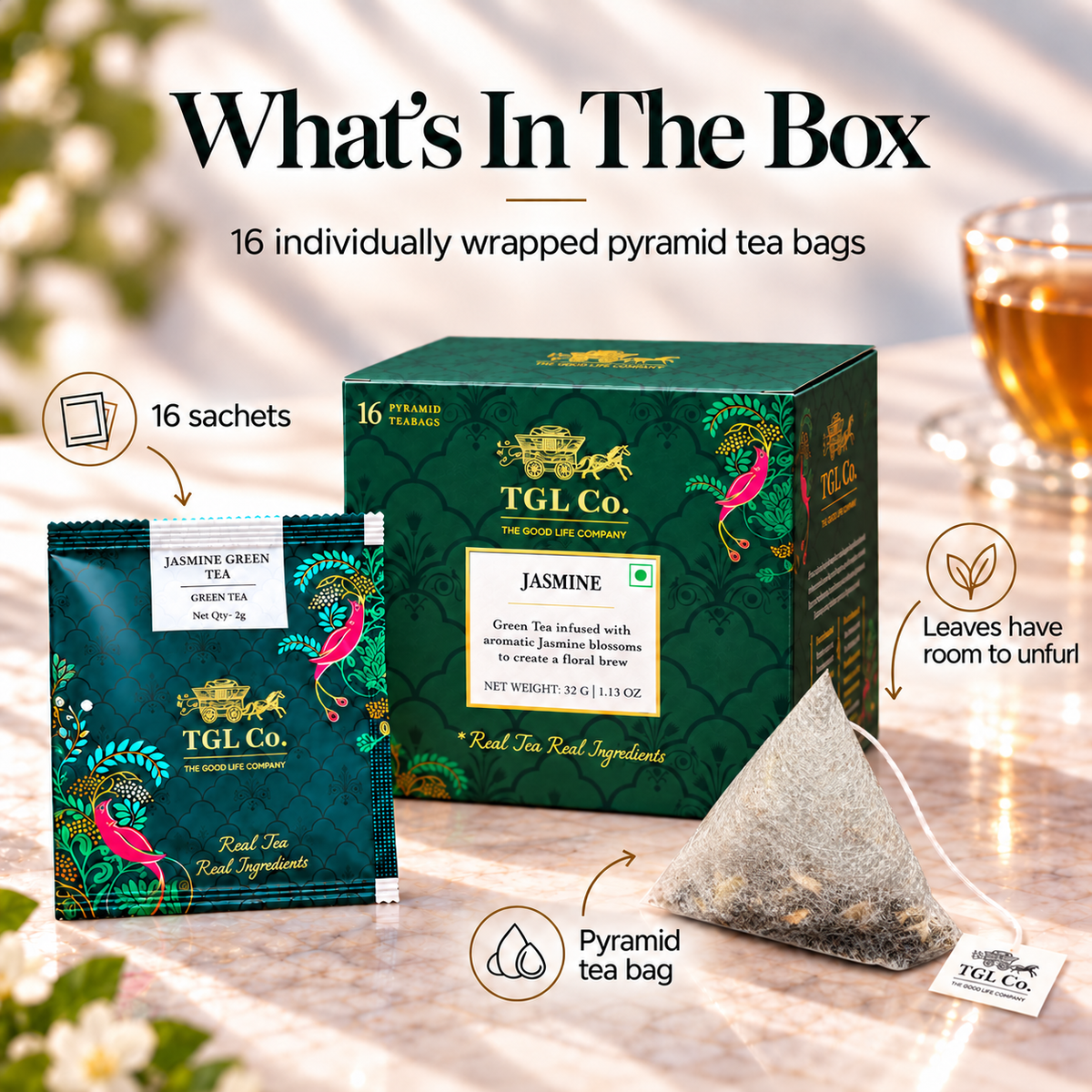 Jasmine Green Tea Infusion - Pyramid Bags / Loose