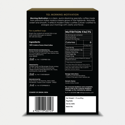 Morning Motivation 100% Arabica Instant Coffee 25 Sachets (Travel Pack)