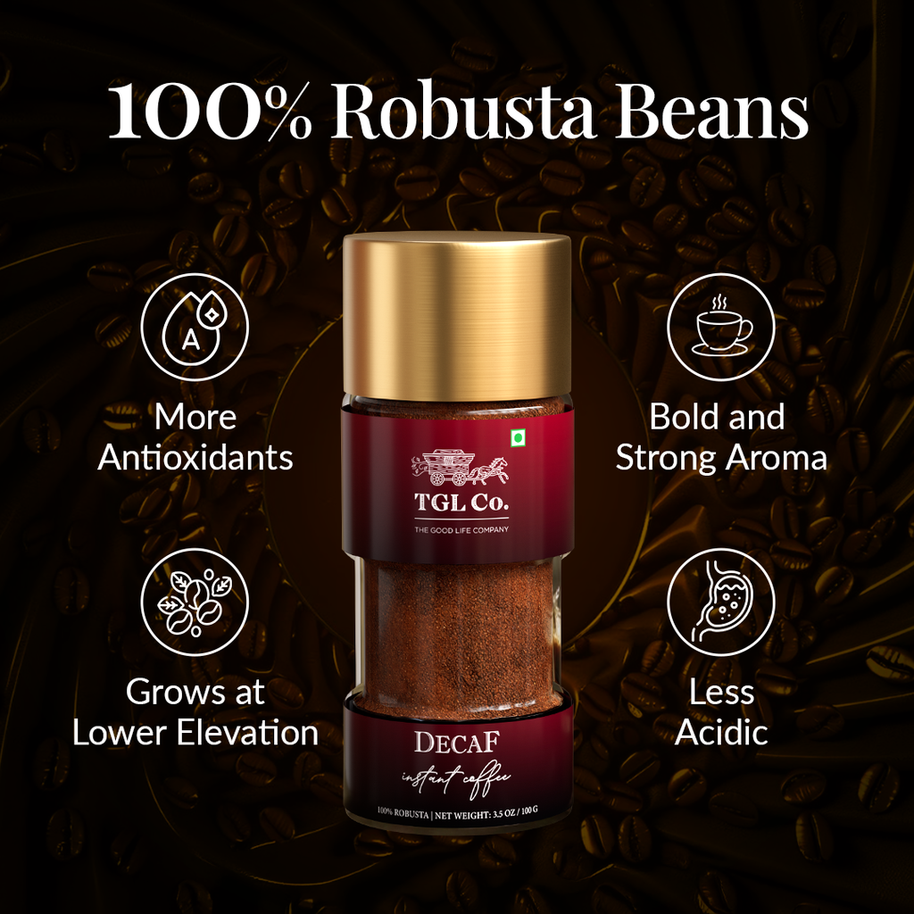 Decaf Instant Coffee - 100% Robusta (No Caffeine)