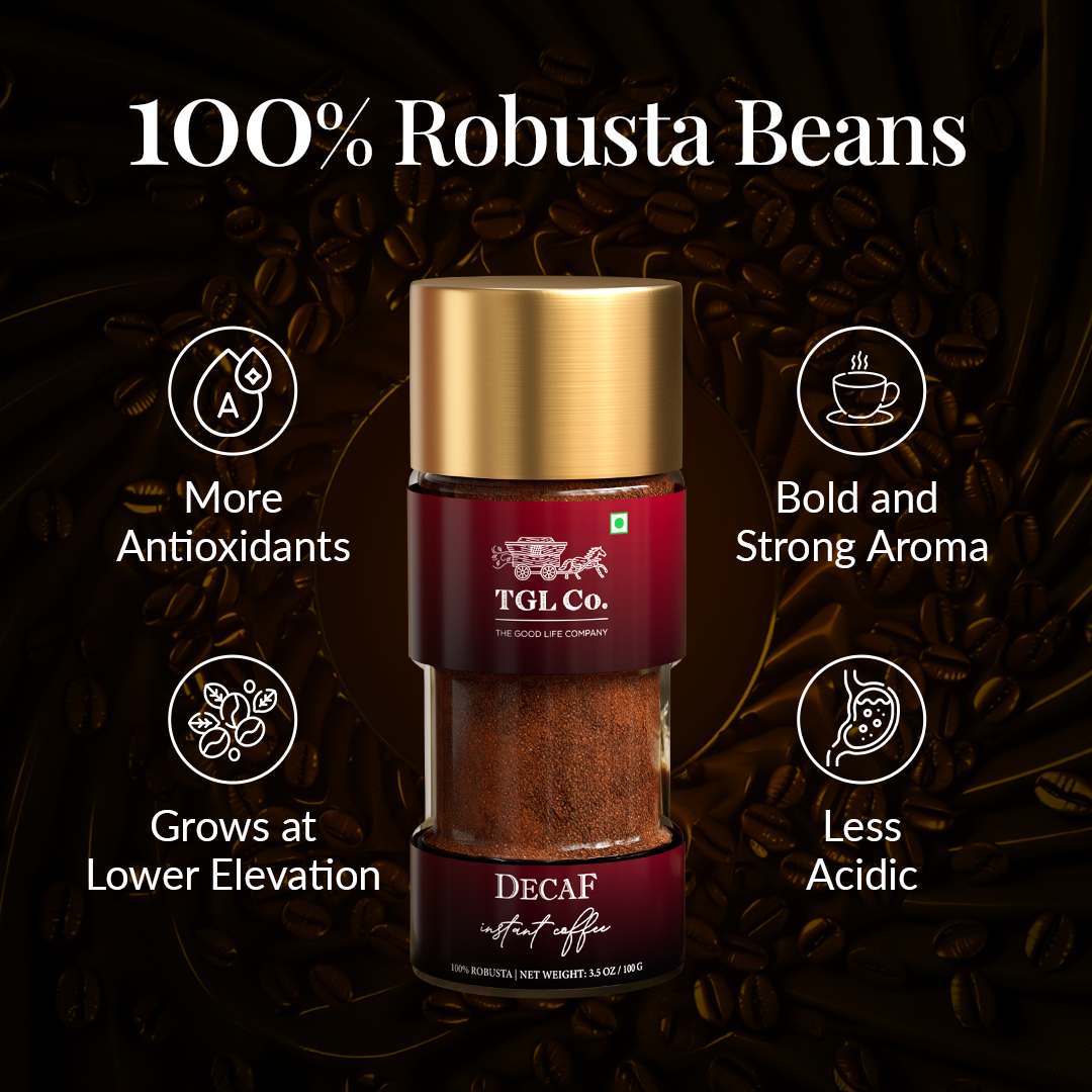 Decaf Instant Coffee - 100% Robusta (No Caffeine)