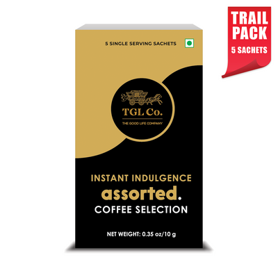 Assorted Instant Coffee (5 Sachets) 5 Varieties | 3 Unflavored & 2 flavored (Sampler Pack)