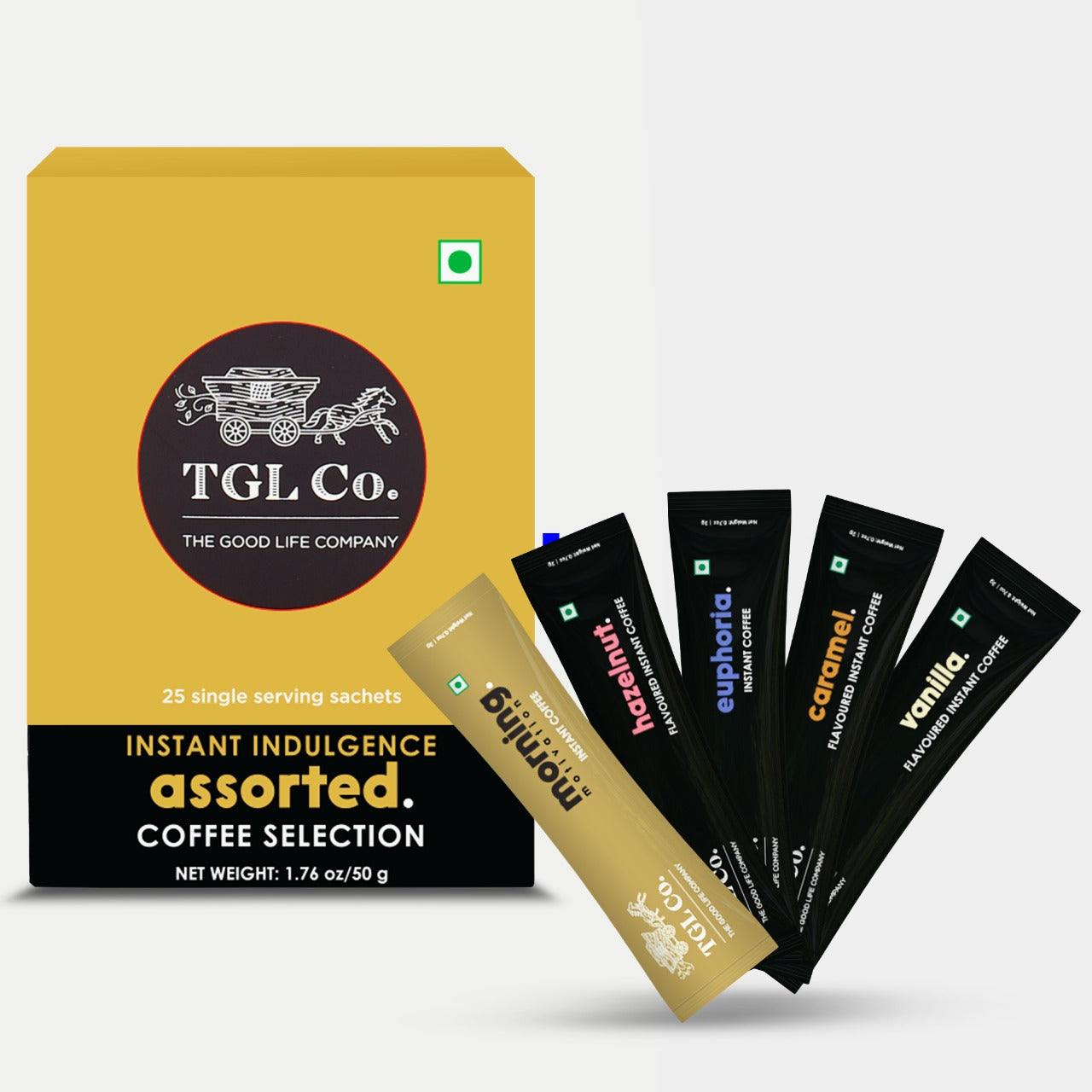 Assorted Instant Coffee Sticks (25 Sticks) – 5 Varieties | 3 Flavored & 2 Unflavored | Travel-Friendly Pack | No Sugar & No Milk Powder Added