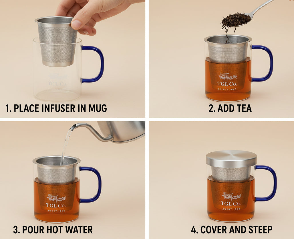 Glass Tea Mug with Steel Infuser