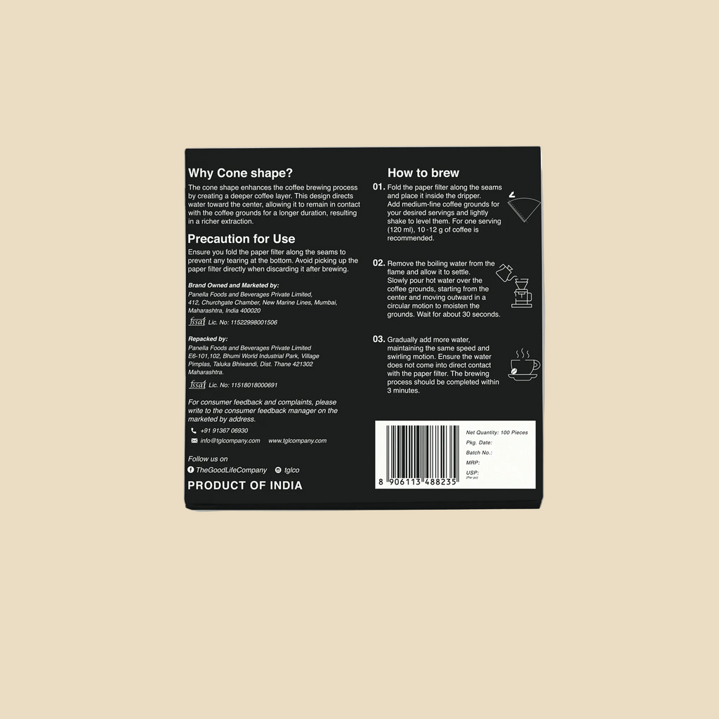 V60 White Filter Papers 100 Pack