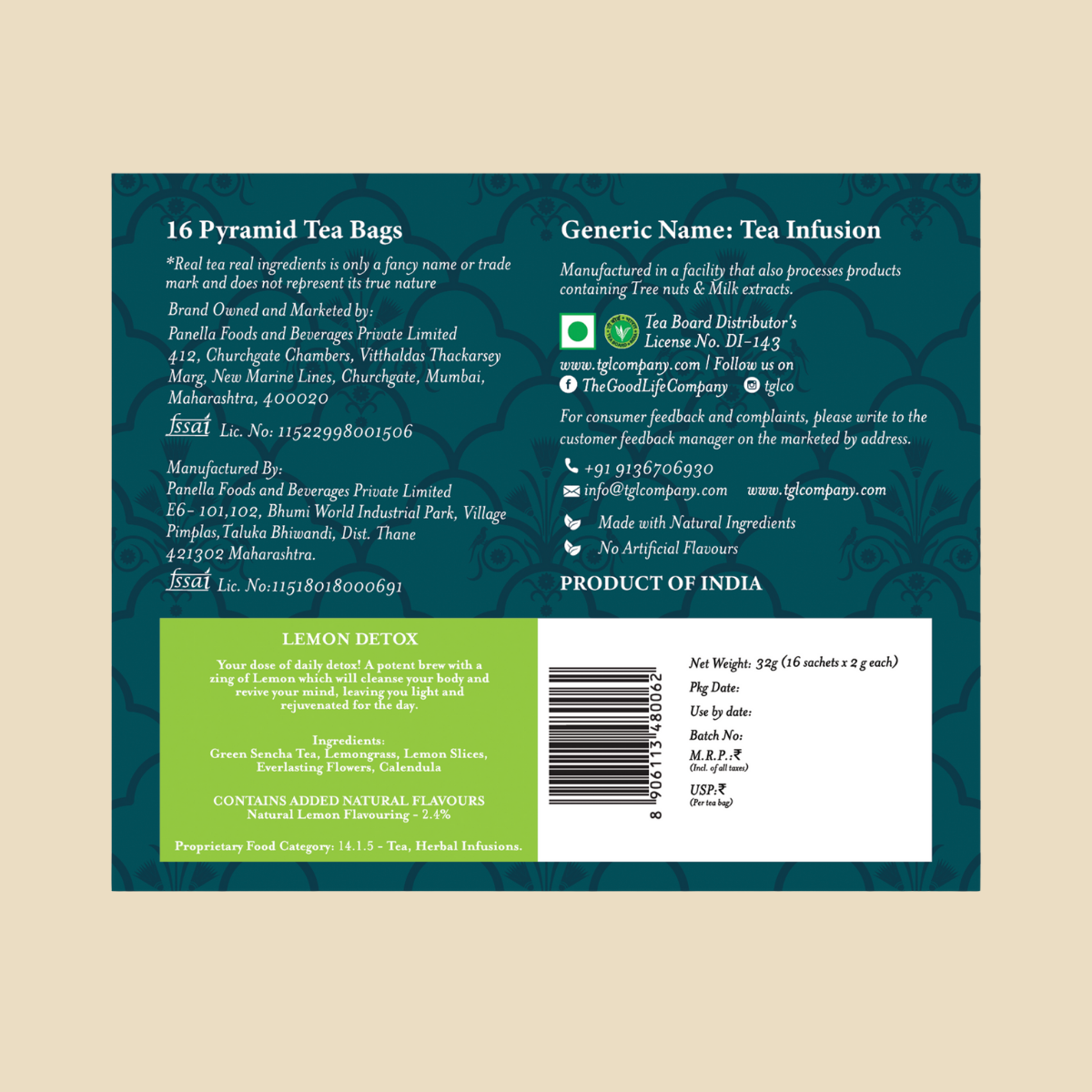 Lemon Detox Green Tea Infusion - Pyramid Bags / Loose