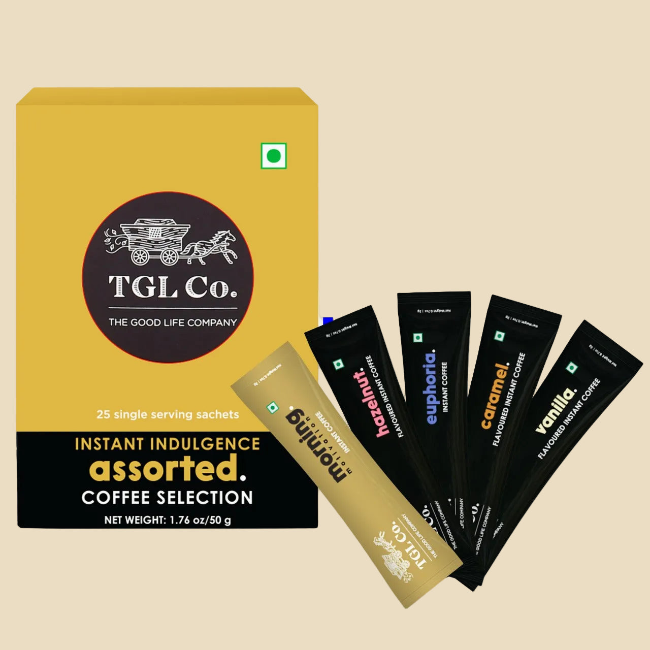 Instant coffee travel pack with five coffee varieties