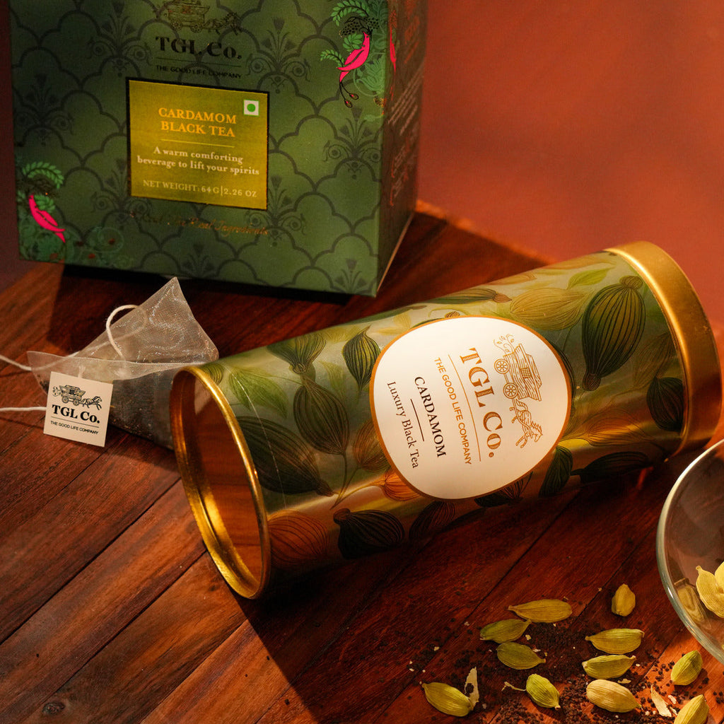 Black tea infused with cardamom for traditional chai flavour