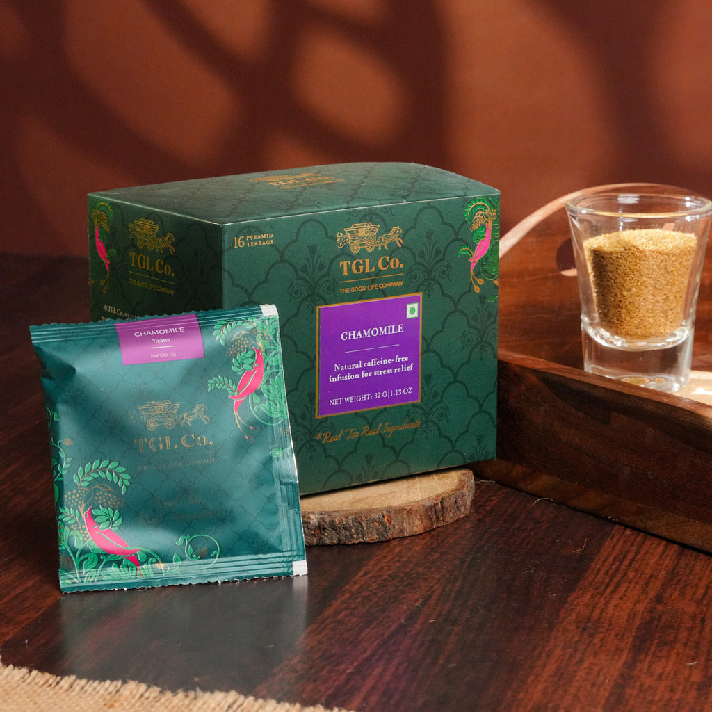 Chamomile herbal tea for calming sleep and relaxation