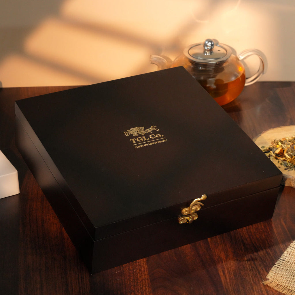 Luxury signature tea gift box with curated premium tea blends