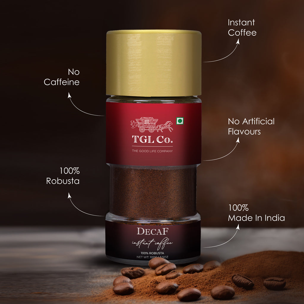 Decaf instant coffee with bold flavour for evening coffee