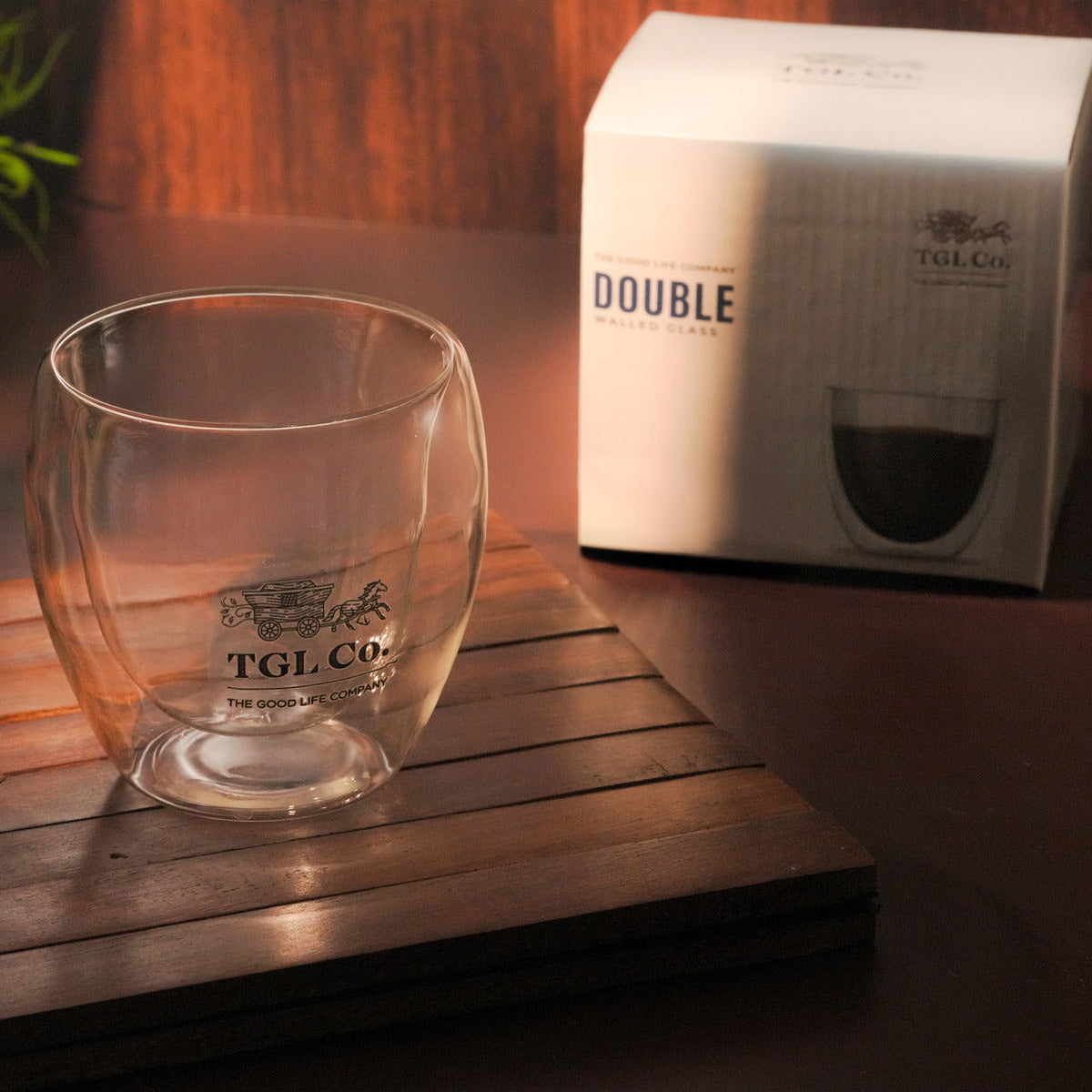 Heat resistant double wall glass for tea or pour over coffee