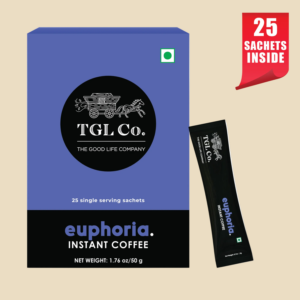 Euphoria instant coffee sachets with rich bold flavour for coffee on the go