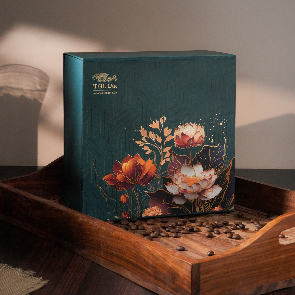 Festive floral tea and coffee gift box for celebrations and festive gifting