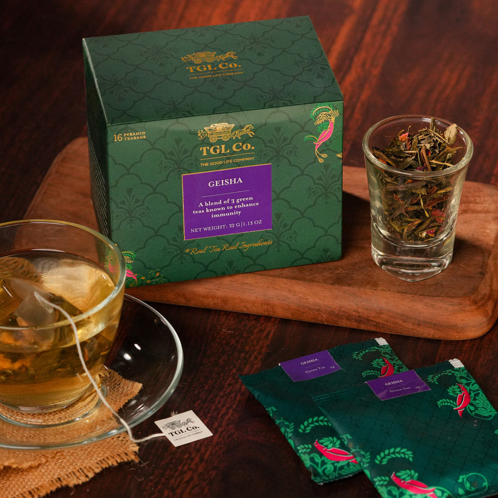 Premium Geisha green tea with delicate floral taste