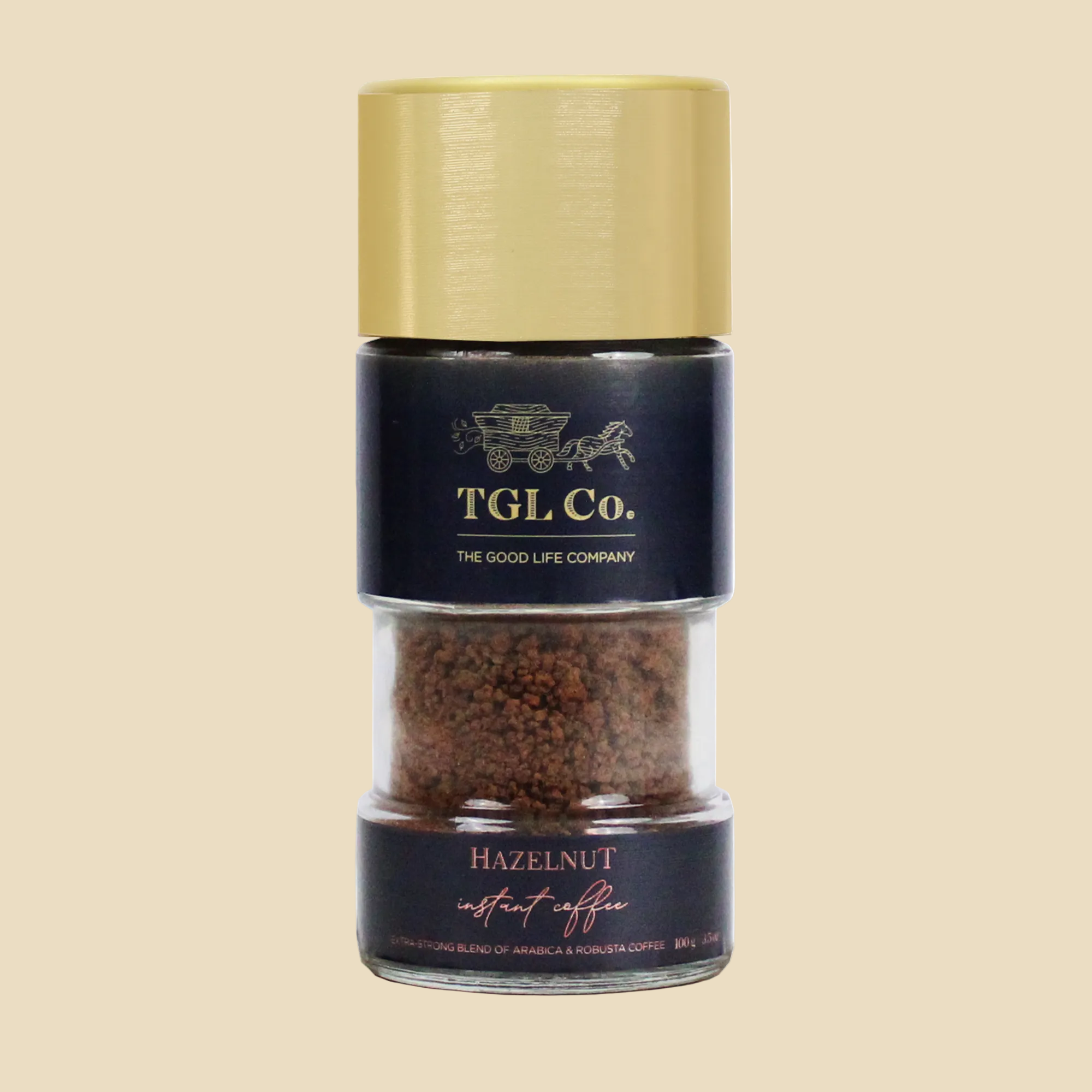 Premium flavoured instant coffee with hazelnut aroma