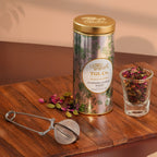 Kashmiri kahwa green tea with spices served with tea infuser