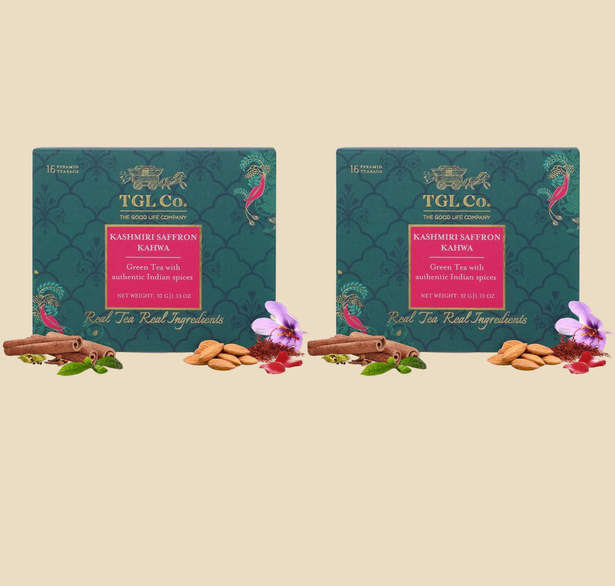 Kashmiri Saffron Kahwa Herbal Tea Infusion - Pyramid Bags / Loose