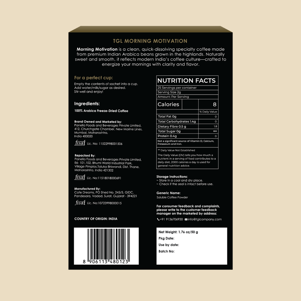 Travel friendly instant coffee sachets for everyday coffee
