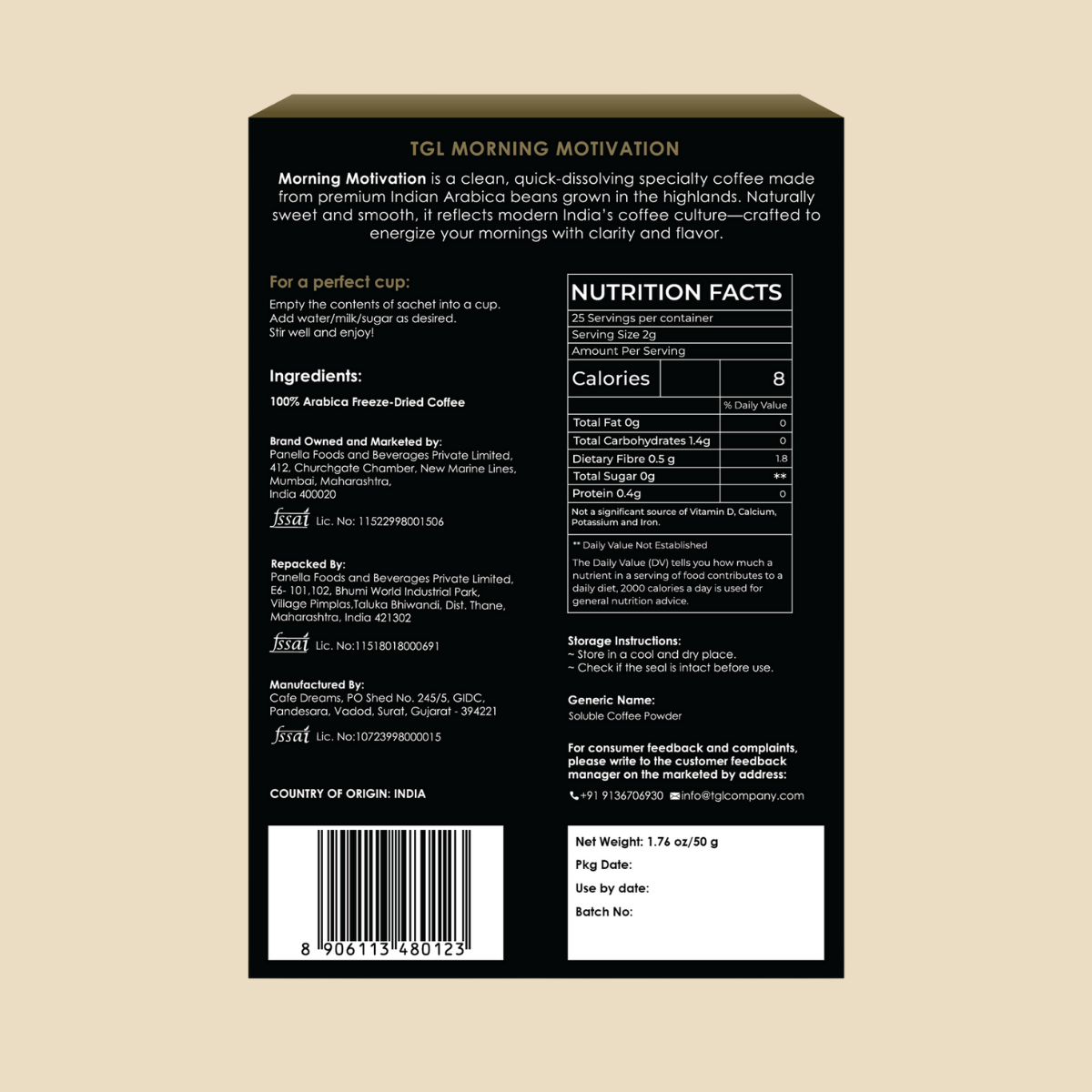 Travel friendly instant coffee sachets for everyday coffee