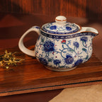 Peony ceramic teapot with infuser for loose leaf tea brewing