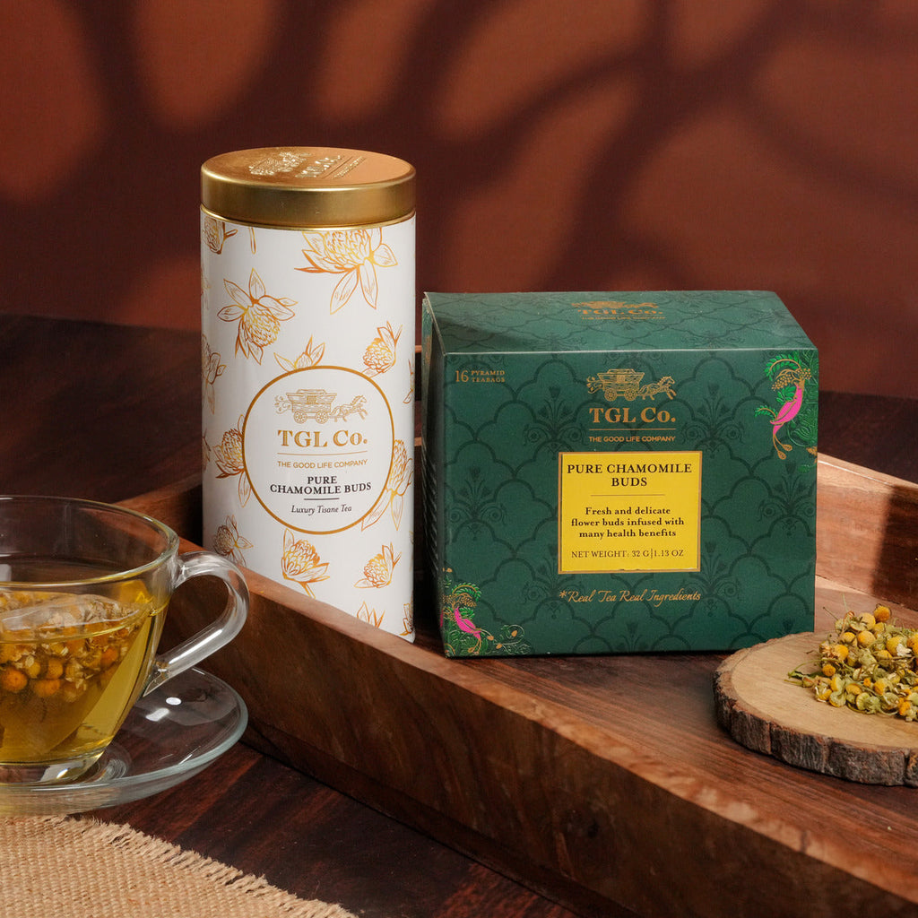 Soothing chamomile flower tea bags for restful sleep