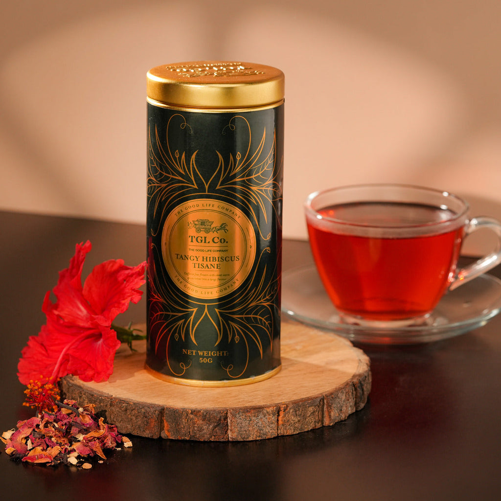 Tangy hibiscus herbal tisane with vibrant tart flavour