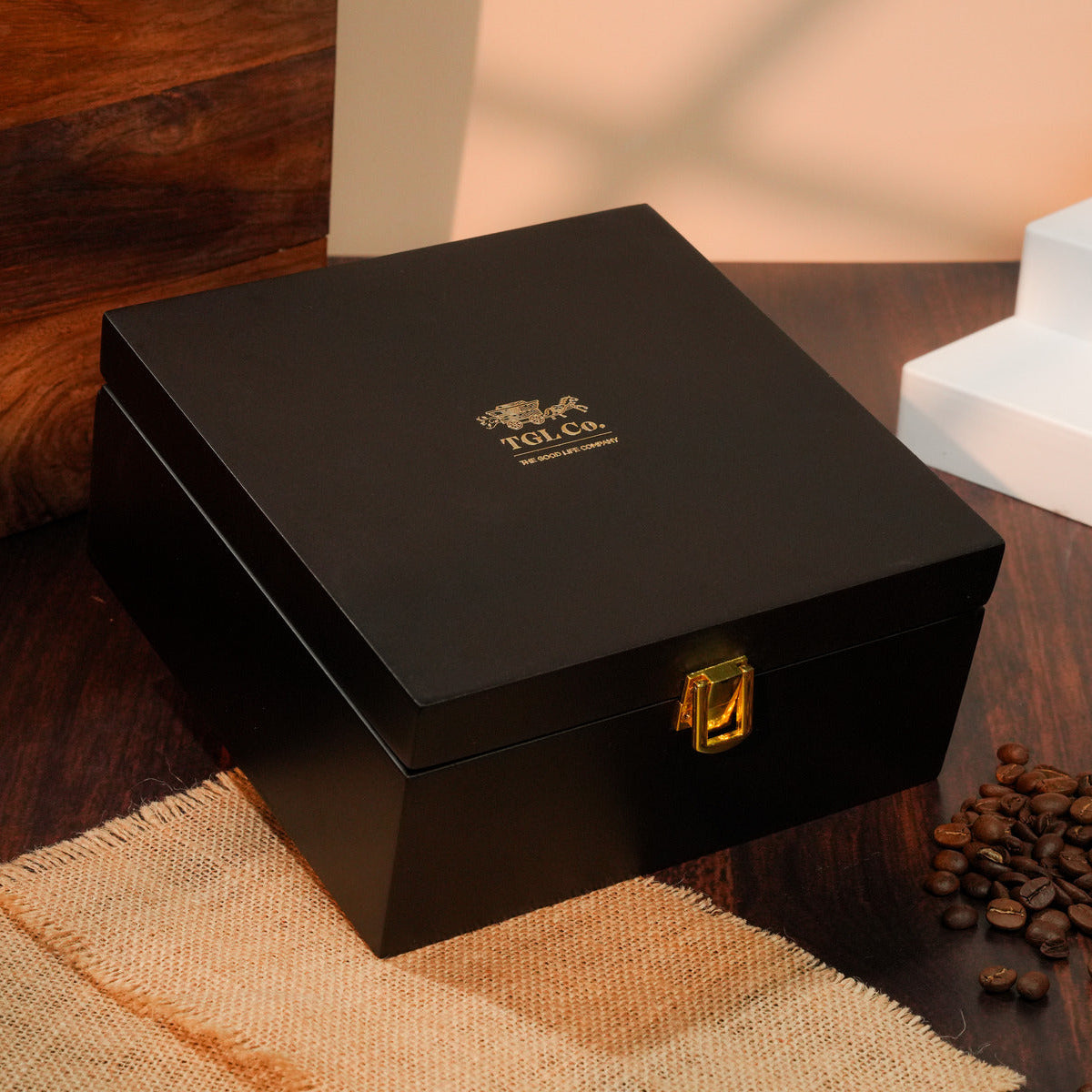 Luxury coffee gift box with gourmet coffee blends for brewing rich flavorful coffee