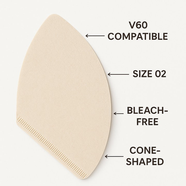 Unbleached coffee filter papers for manual pour over brewing