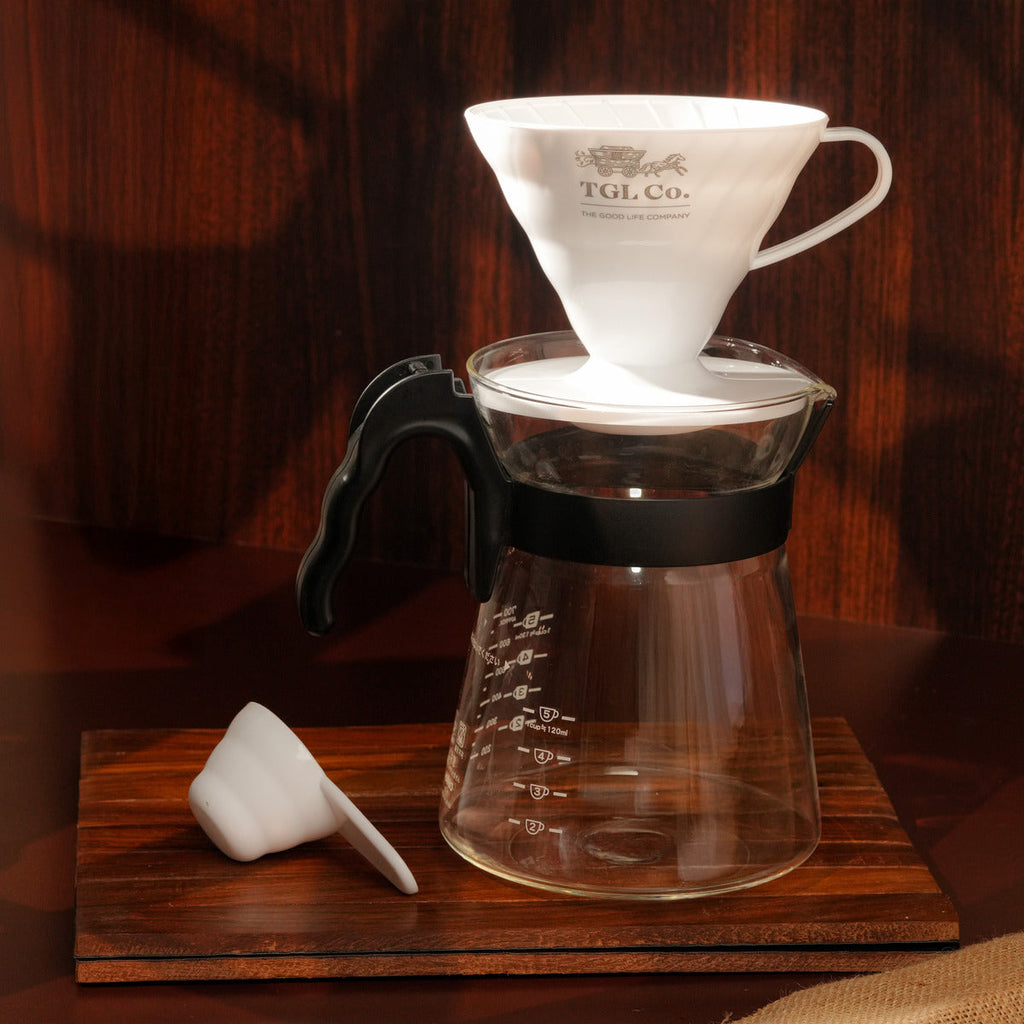 Ceramic V60 dripper for manual pour over coffee brewing