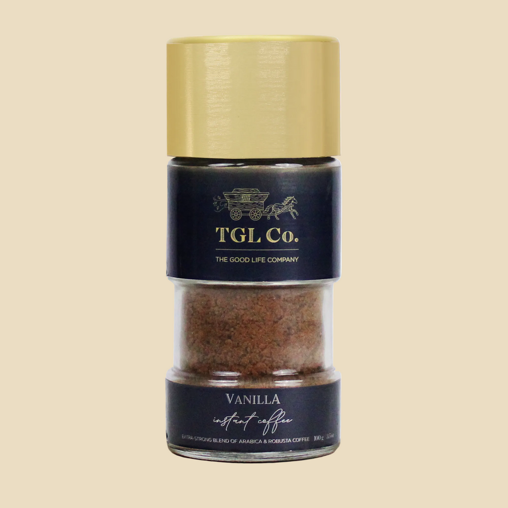 Premium vanilla infused instant coffee for everyday brewing
