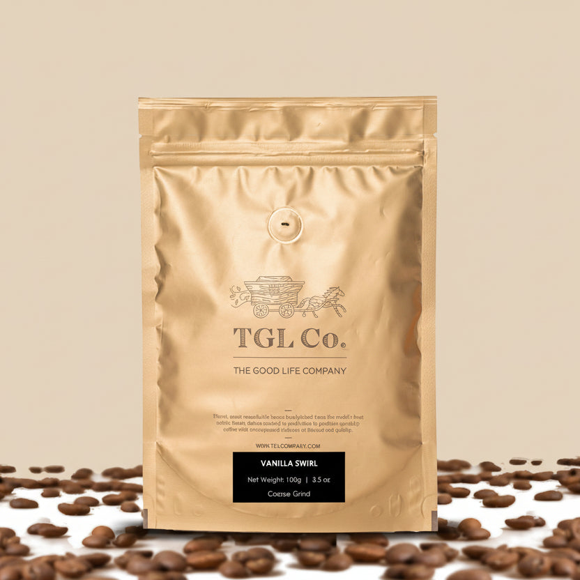 Flavoured ground coffee powder for French press or pour over brewing