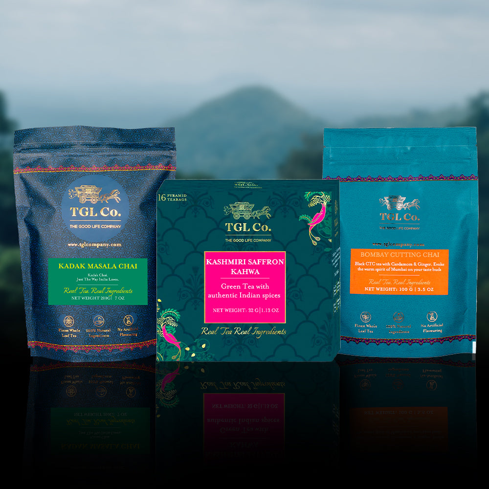 Monsoon Lifestyle Experiential Teas (Kadak Masala 100 Gram + Bombay cutting Chai 100 Gr + Kashmiri Kahwa Tea 16 Tea Bags)