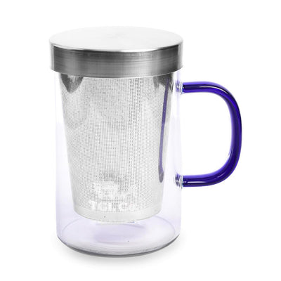 TGL Co. Glass Tea Mug with steel Infuser - Silver lid