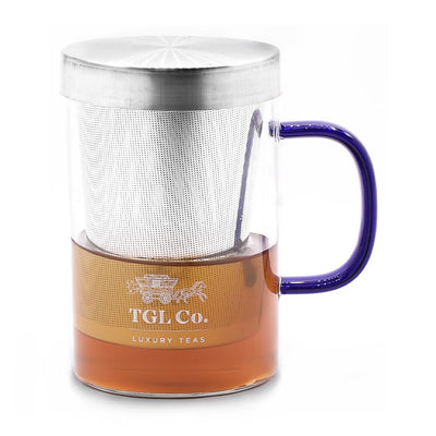 TGL Co. Glass Tea Mug with steel Infuser - Silver lid