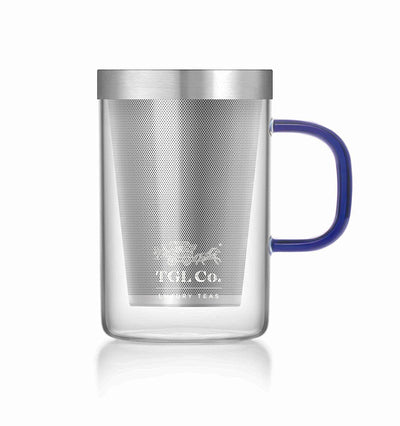 TGL Co. Glass Tea Mug with steel Infuser - Silver lid