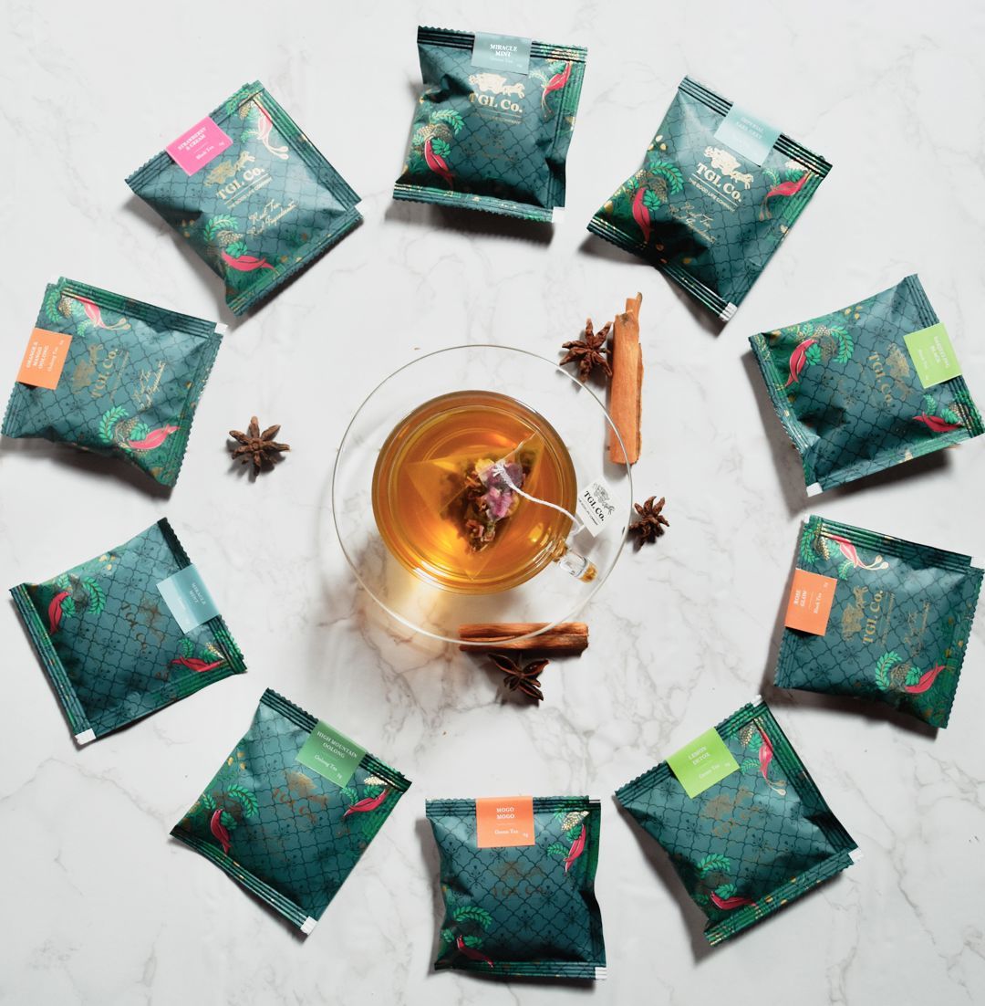 Premium tea sampler with green black and herbal teas
